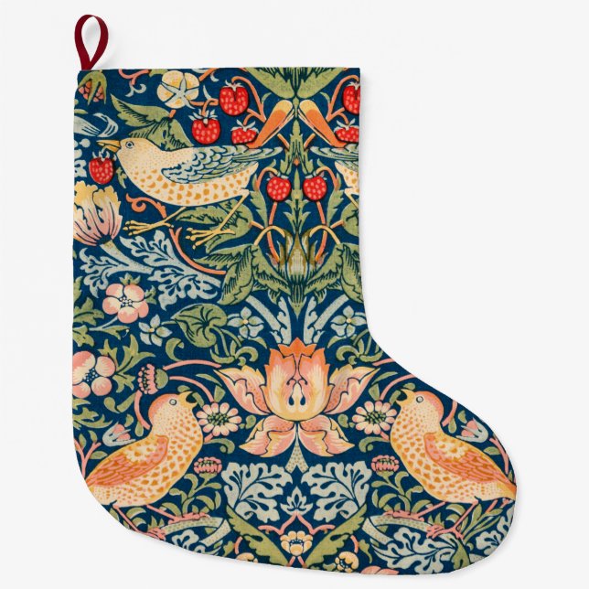 Grande Chaussette De Noël Strawberry Thief (par William Morris) (Devant)