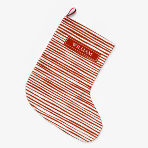 Grande Chaussette De Noël Stripes rouges personnalisées