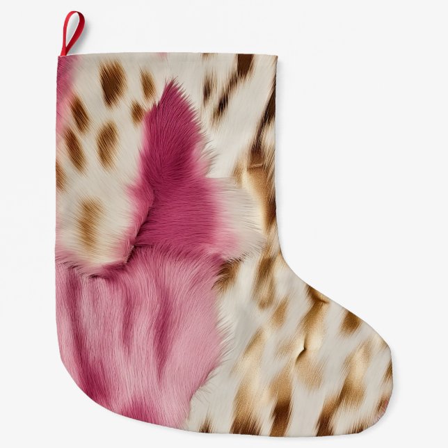 Grande Chaussette De Noël Stylish Girly Rose White Gold Zebra (Devant)