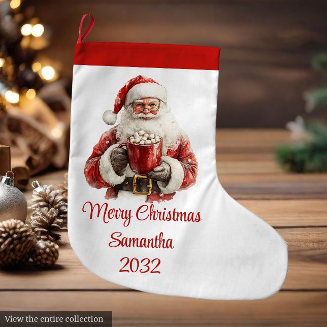 Grande Chaussette De Noël Stylish Santa Claus Editable Christmas Stocking (Stylish Santa Claus Editable Christmas Stocking

)