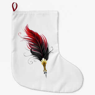 Grande Chaussette De Noël Stylo rouge en plumes avec nib or