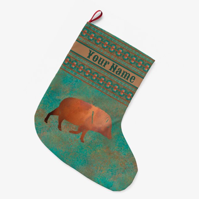 Grande Chaussette De Noël Sud-ouest mignon Javelina Daddy Personnalisé (Devant (Accrochage))