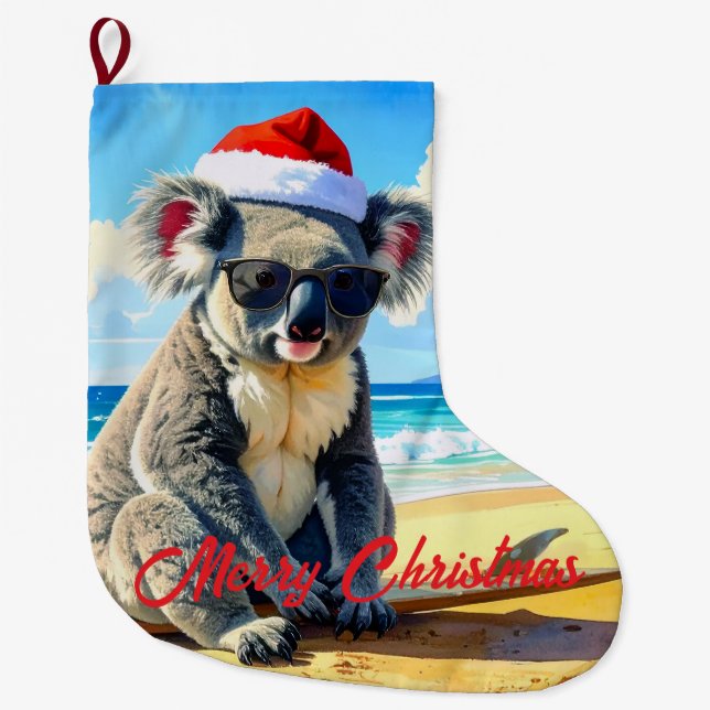 Grande Chaussette De Noël Sun et Surf Koala Santa Hat (Devant)
