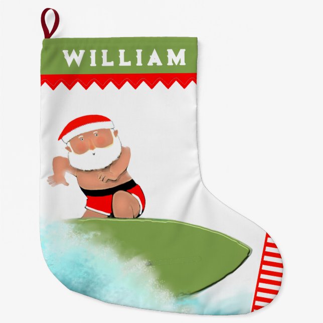 Grande Chaussette De Noël Surfeur de surf (Devant)