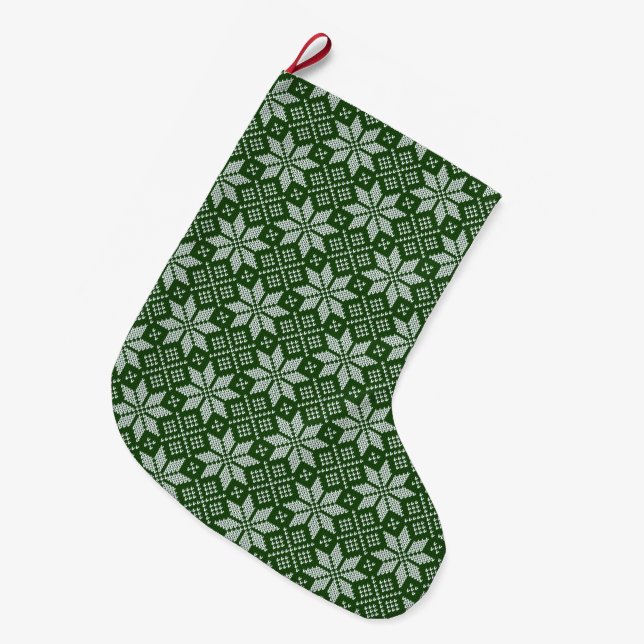 Grande Chaussette De Noël Sweat de vacances vert (Devant (Accrochage))