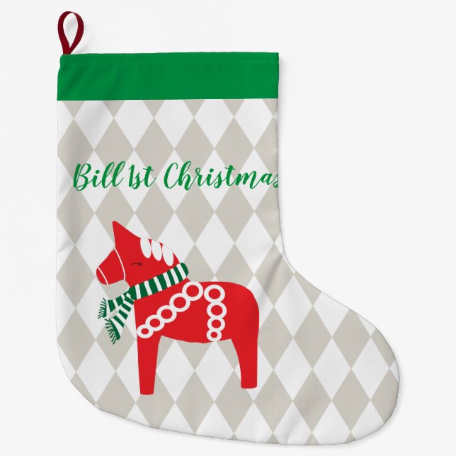 Grande Chaussette De Noël Swedish Darla Horse Personalized  (Devant)
