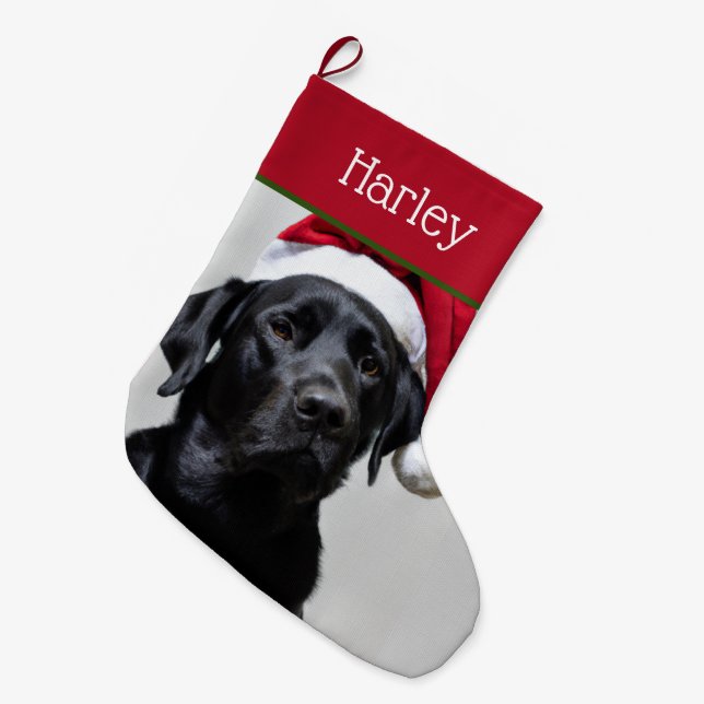 Grande Chaussette De Noël Sweet Père Noël Black Labrador (Devant (Accrochage))