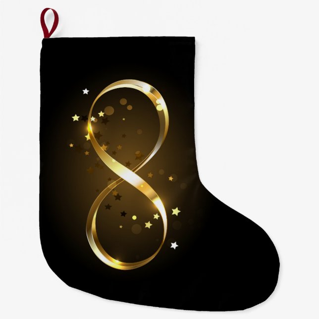 Grande Chaussette De Noël Symbole d'infini doré (Devant)