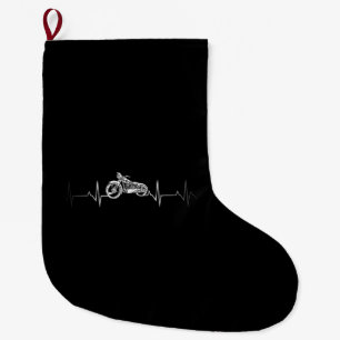Grande Chaussette De Noël T-shirt Coeur Moto - J'aime mon Motorcyl