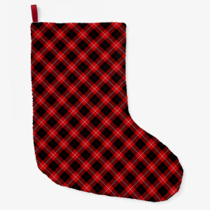 Grande Chaussette De Noël Tartan Cunningham Rouge Noir à Carreaux