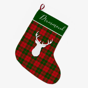 Grande Chaussette De Noël Tartan écossais personnalisé cerf Clan Drummond ce