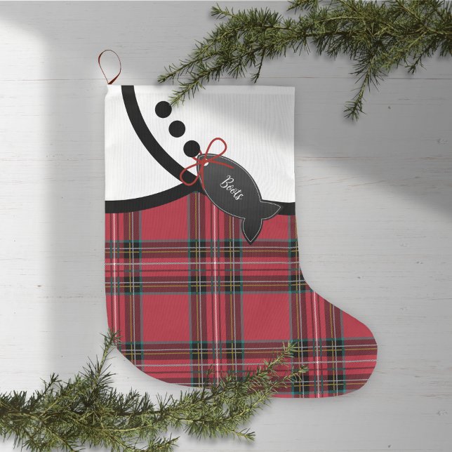 Grande Chaussette De Noël Tartan Tidings Chat Noël Stocker (Créateur téléchargé)