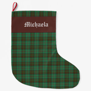 Grande Chaussette De Noël Tartan Vert Dublin Irlandais