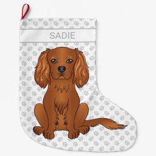 Grande Chaussette De Noël Teckels Cavalier King Charles Spaniel & Nom