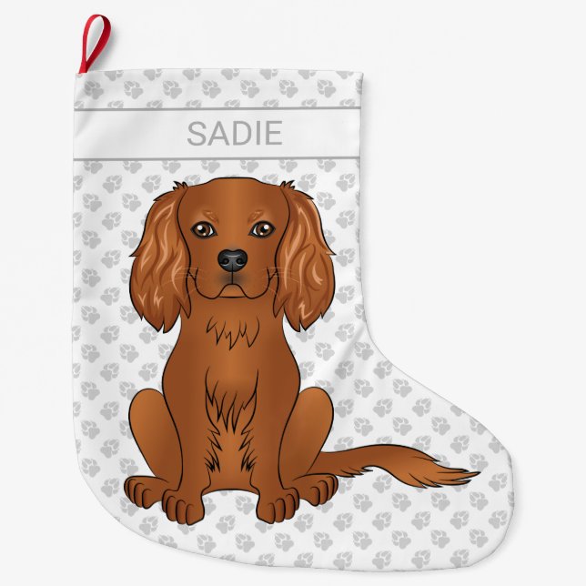 Grande Chaussette De Noël Teckels Cavalier King Charles Spaniel & Nom (Devant)
