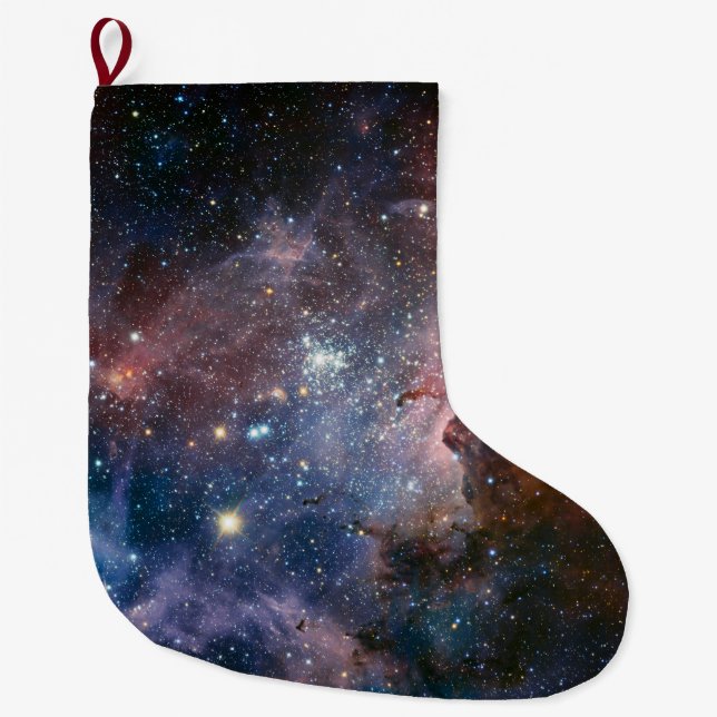 Grande Chaussette De Noël Télescope Nebula Hubble Carina Rouge et Bleu (Devant)