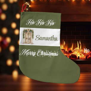 Grande Chaussette De Noël Terreux scandinave personnalisé Noël