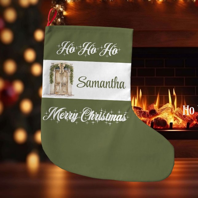 Grande Chaussette De Noël Terreux scandinave personnalisé Noël  (Rustic earthy Scandinavian personalized christmas stocking

)