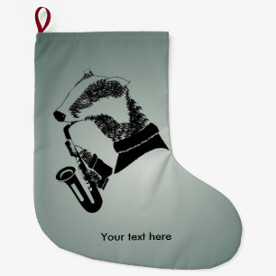 Grande Chaussette De Noël Texte personnalisé Badger Saxophone