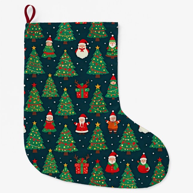 Grande Chaussette De Noël Thème de vacances de Noël (Devant)