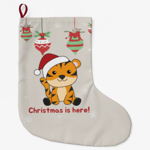 Grande Chaussette De Noël Tiger Christmas Snow Winter Animals Tiger Large Ch