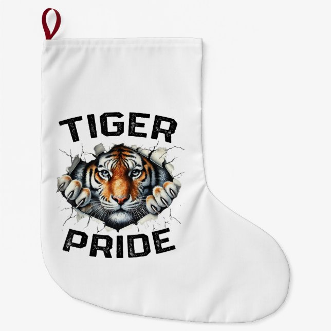 Grande Chaussette De Noël Tiger Pride Retro Tiger School (Devant)