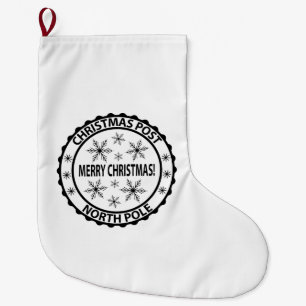 Grande Chaussette De Noël Timbre Joyeux Noël