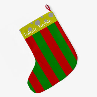 Grande Chaussette De Noël Toksie Turbie Vert Rayures Rouges de Noël