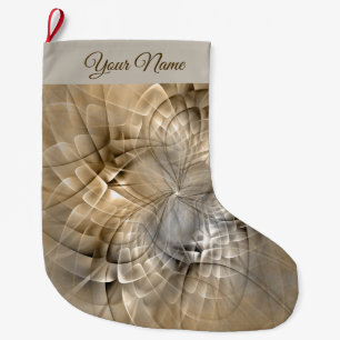 Grande Chaussette De Noël Tons Terre Abstrait Art moderne fractal Nom propre