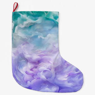 Grande Chaussette De Noël Tourbillon de nuage bleu et violet