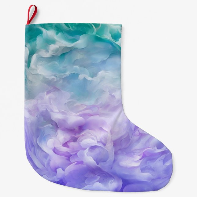 Grande Chaussette De Noël Tourbillon de nuage bleu et violet (Devant)
