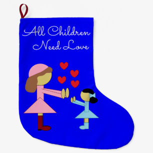 Grande Chaussette De Noël Tous les enfants ont besoin d'amour : Bleu