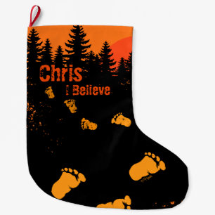 Grande Chaussette De Noël Traces Bigfoot Au Coucher Du Soleil