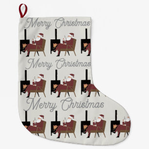 Grande Chaussette De Noël Traditionnelle Père Noël Texte Personnalisable