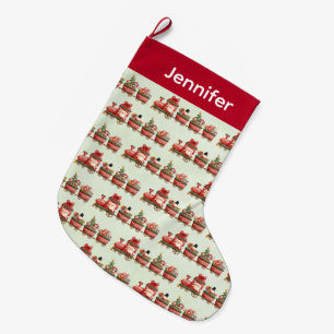 Grande Chaussette De Noël Train de Noël Vintage avec jouets