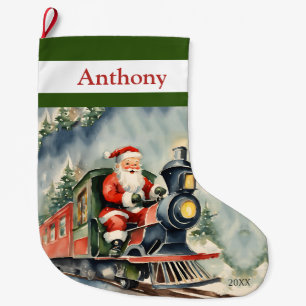 Grande Chaussette De Noël Train père Noël Xmas
