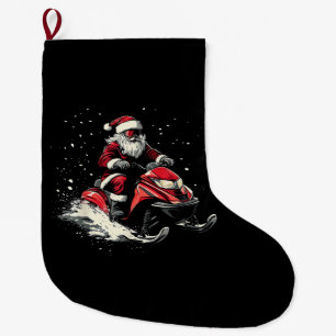 Grande Chaussette De Noël Traîneau à moteur de motoneige de Père Noël Funny
