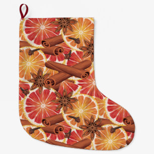 Grande Chaussette De Noël Tranches Et Épices Oranges