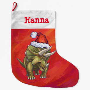 Grande Chaussette De Noël Tricératops personnalisés Festif Noël