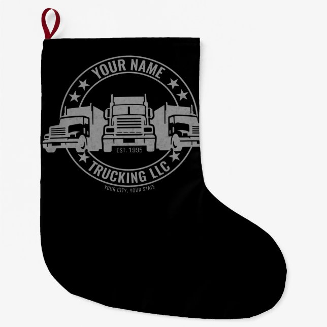 Grande Chaussette De Noël Trucker personnalisé Big Rig Semi Camion Camion (Devant)