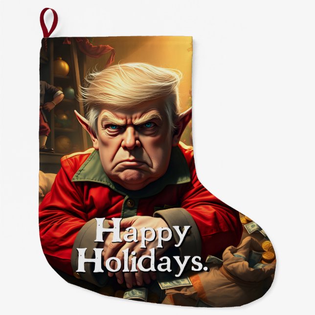 Grande Chaussette De Noël Trump As an Angry Christmas Elf (Devant)
