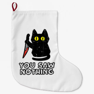 Grande Chaussette De Noël Tu N'As Rien Vu De Chat Noir Drôle Halloween