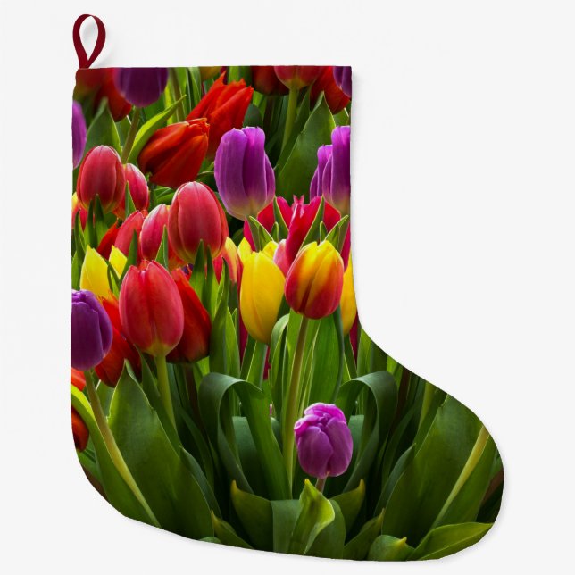 Grande Chaussette De Noël Tulipes lumineuses (Devant)