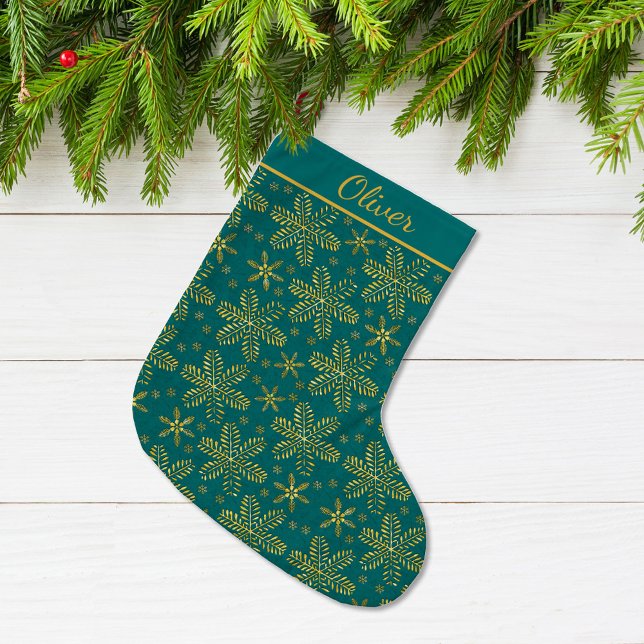 Grande Chaussette De Noël Turquoise et Gold Personnalisé (Créateur téléchargé)