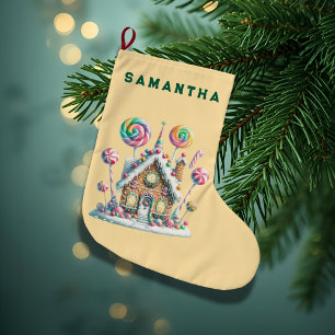 Grande Chaussette De Noël Un bas de Noël personnalisé pour un Noël Candyland