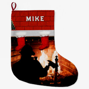 Grande Chaussette De Noël Un cadeau de Noël pour pompier
