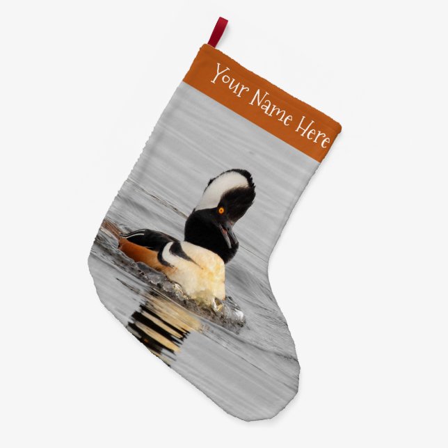 Grande Chaussette De Noël Un canard Merganser Surpris (Devant (Accrochage))