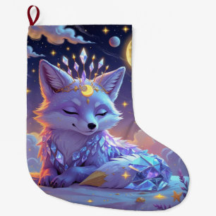Grande Chaussette De Noël Un petit Renard Murmurant aux Étoiles au Clair de