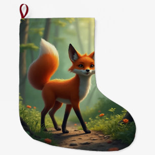 Grande Chaussette De Noël Un renard mystique errant dans la forêt