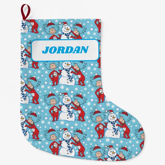 Grande Chaussette De Noël Une chose deux Motif de neige (Devant)